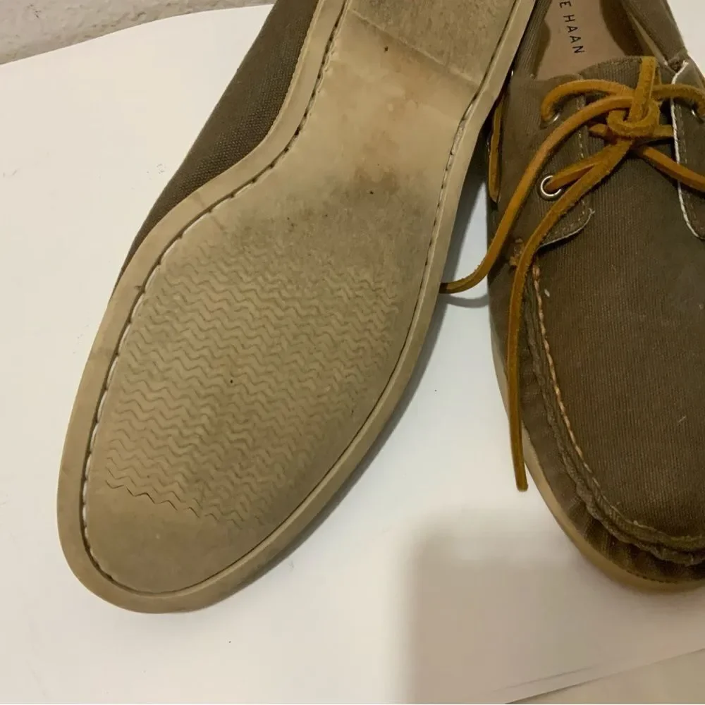 COLE HAAN Mens Canvas Slip-on Boat Shoes Size 12 M brown C14475 C15
